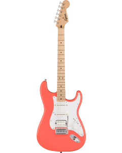 Squier Sonic Stratocaster HSS, Maple Fingerboard, White Pickguard, Tahitian Coral